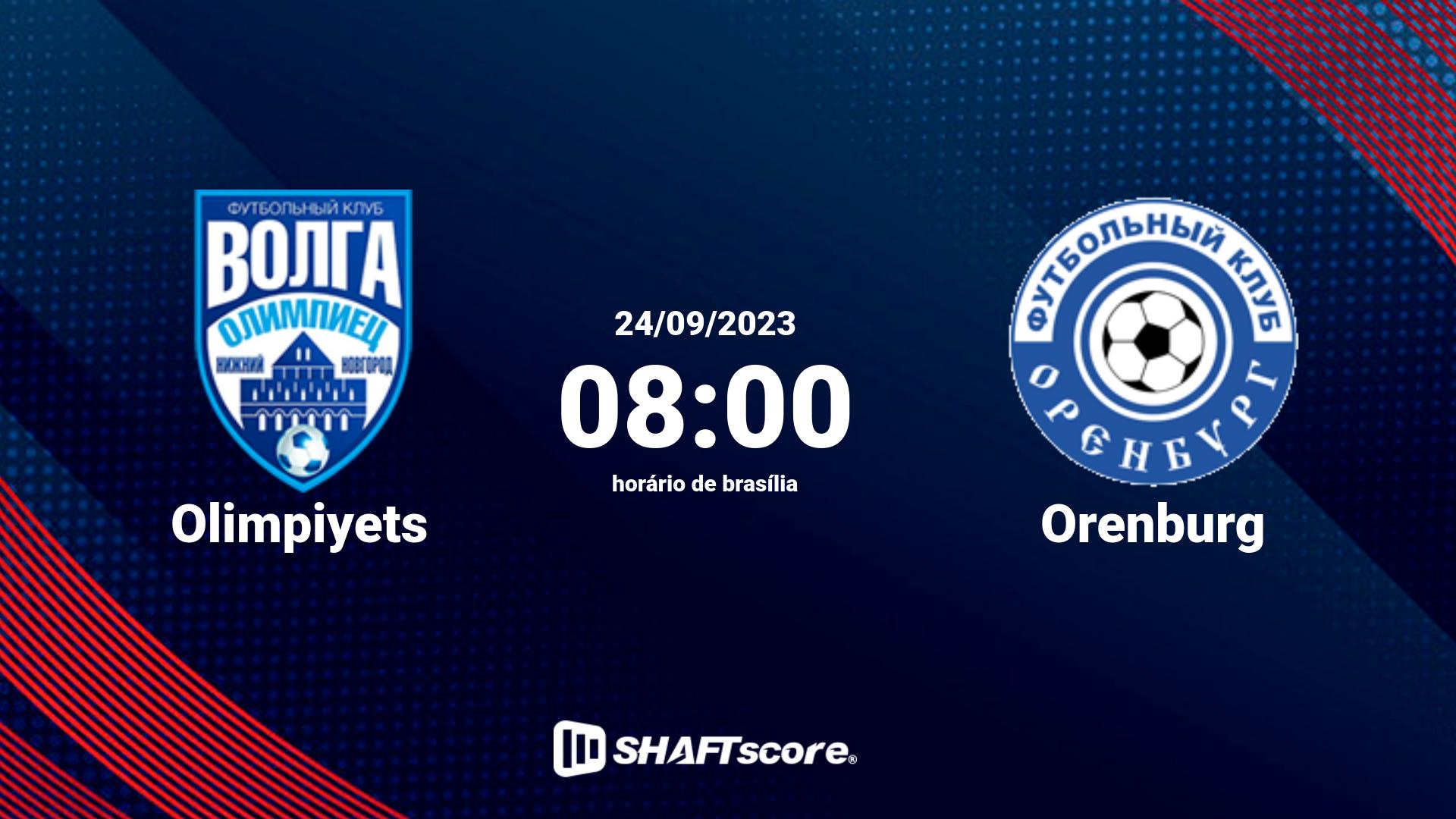 Estatísticas do jogo Olimpiyets vs Orenburg 24.09 08:00