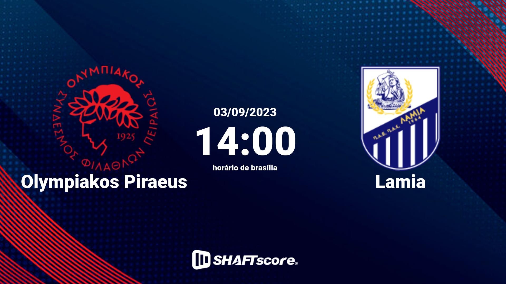 Estatísticas do jogo Olympiakos Piraeus vs Lamia 03.09 14:00