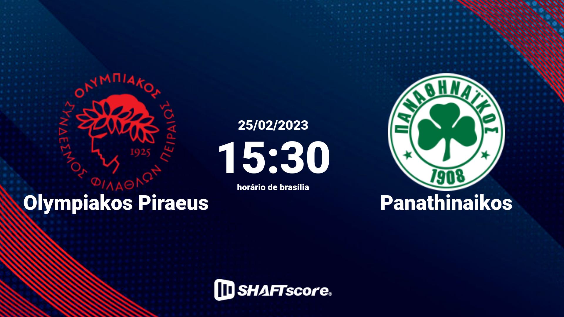 Estatísticas do jogo Olympiakos Piraeus vs Panathinaikos 25.02 15:30