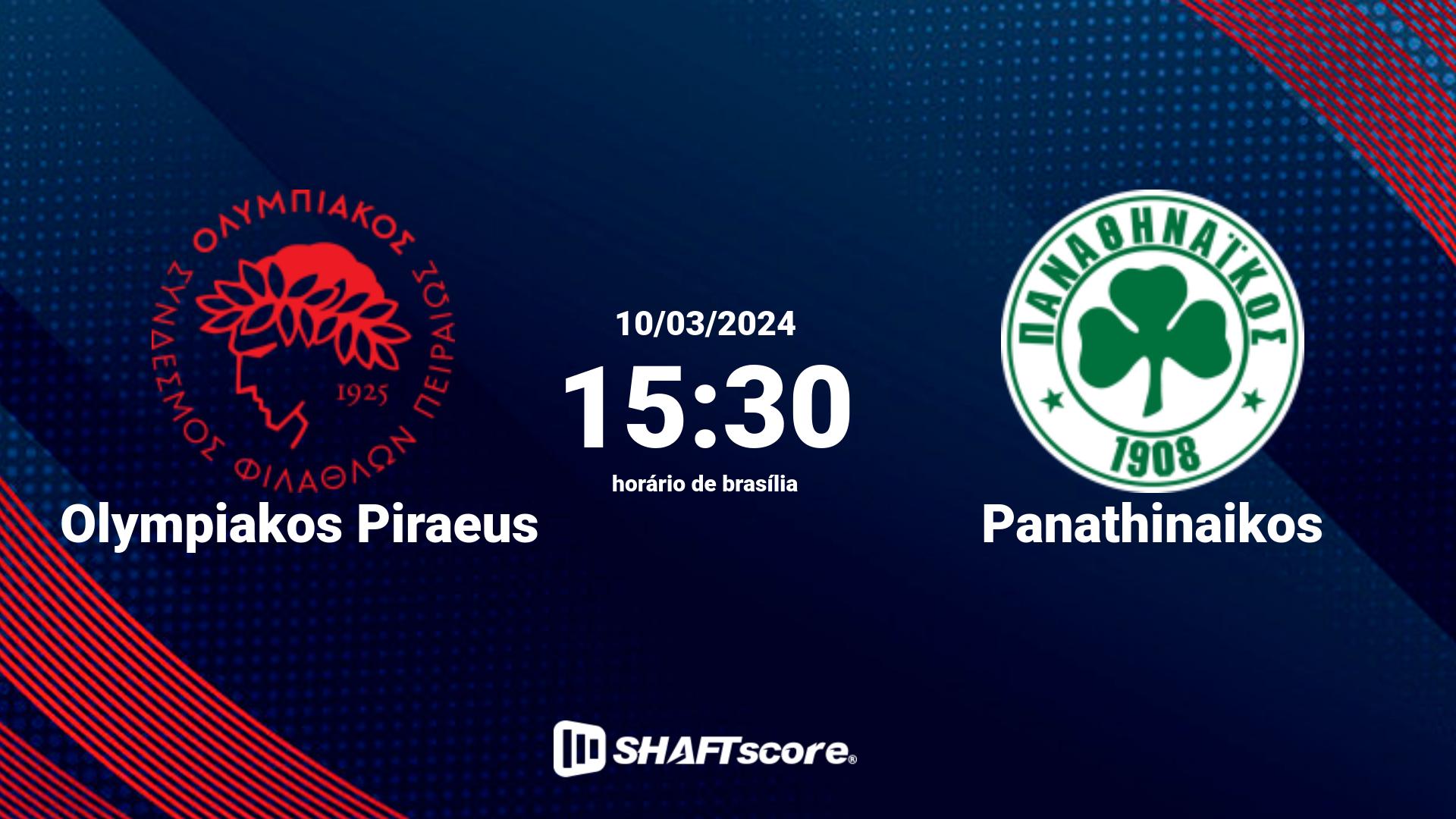 Estatísticas do jogo Olympiakos Piraeus vs Panathinaikos 10.03 15:30