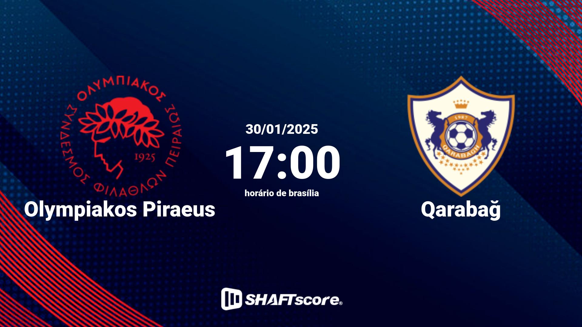 Estatísticas do jogo Olympiakos Piraeus vs Qarabağ 30.01 17:00