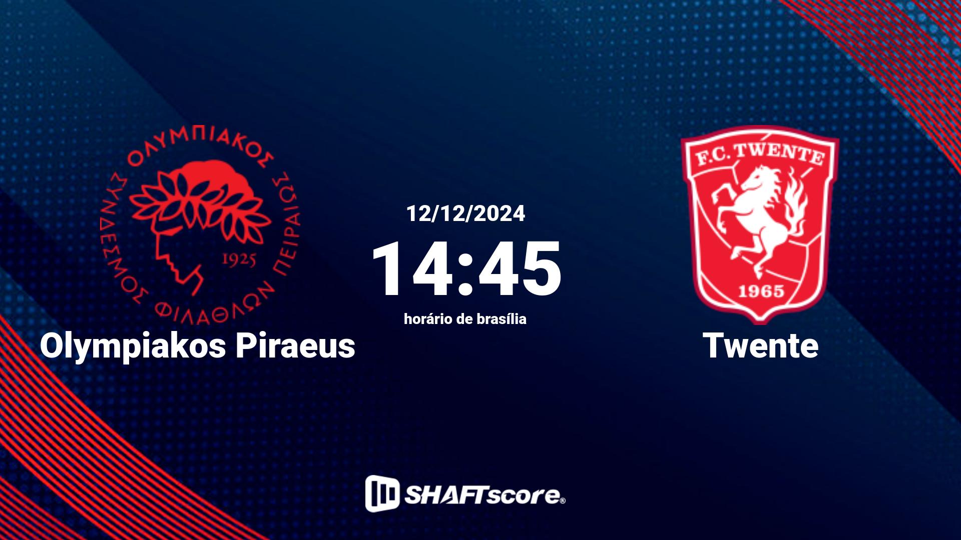 Estatísticas do jogo Olympiakos Piraeus vs Twente 12.12 14:45