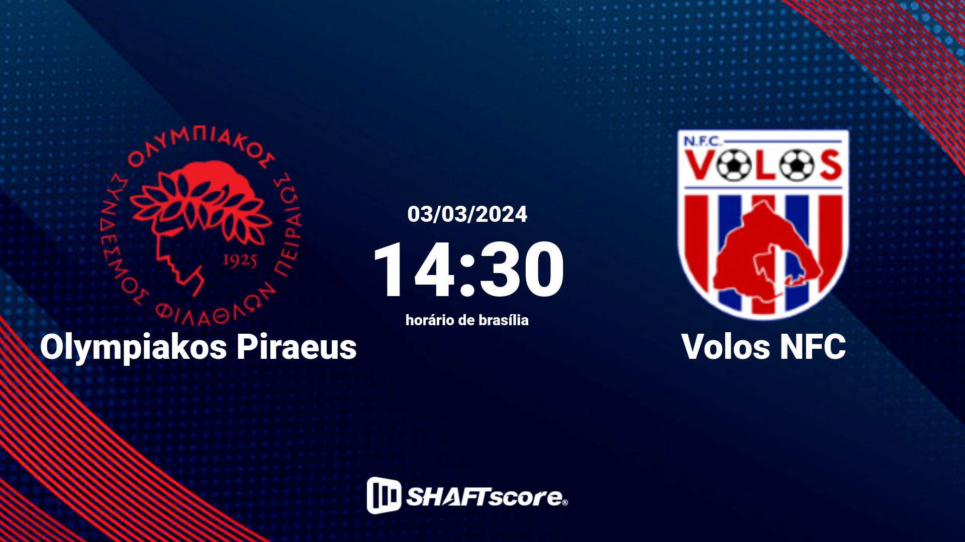 Estatísticas do jogo Olympiakos Piraeus vs Volos NFC 03.03 14:30