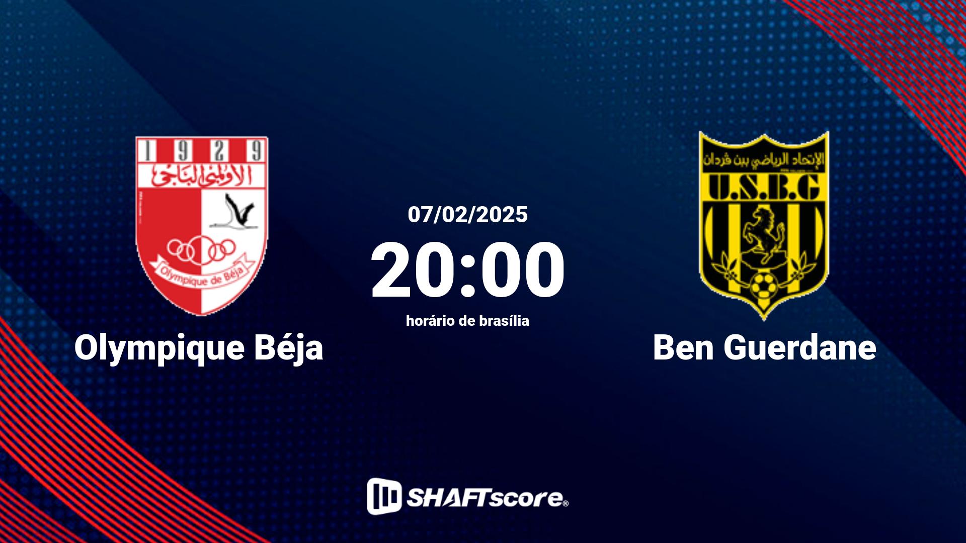 Estatísticas do jogo Olympique Béja vs Ben Guerdane 07.02 20:00