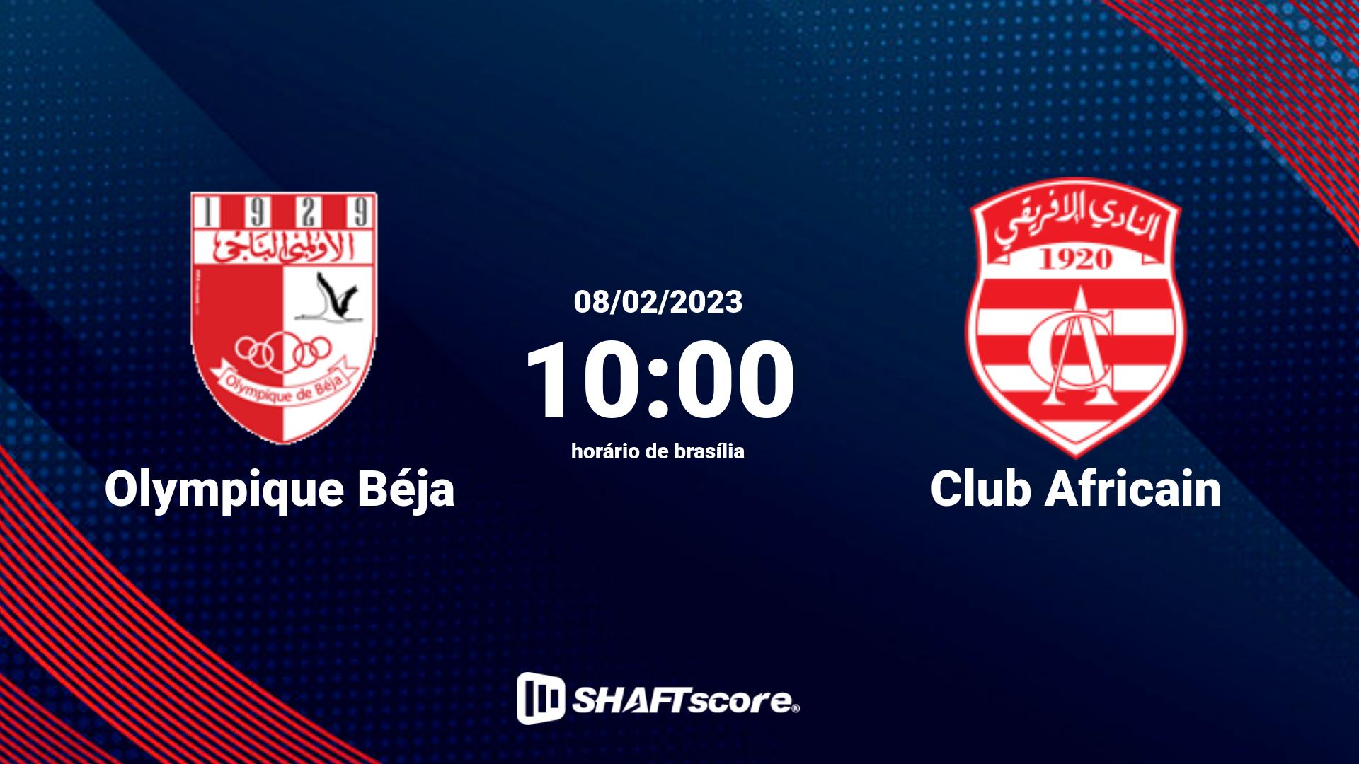 Estatísticas do jogo Olympique Béja vs Club Africain 08.02 10:00