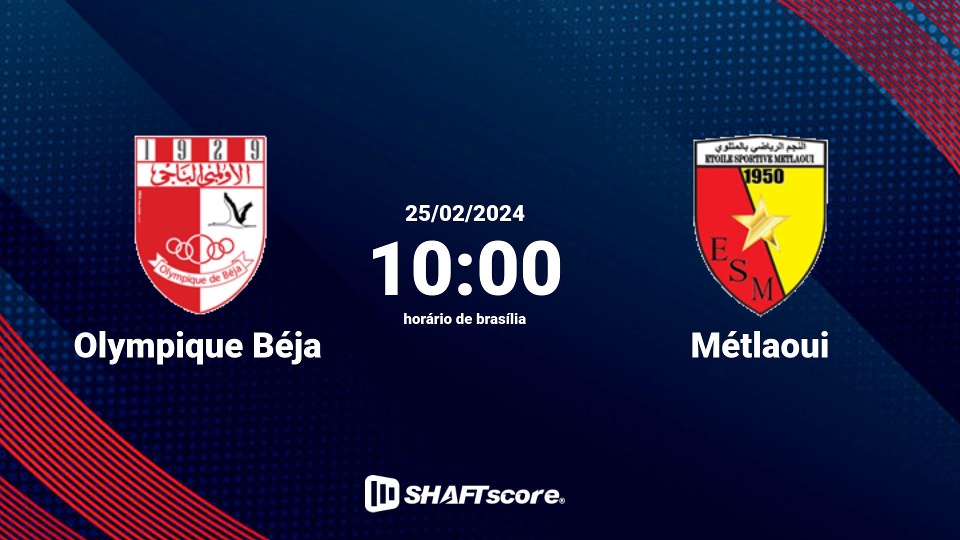 Estatísticas do jogo Olympique Béja vs Métlaoui 25.02 10:00