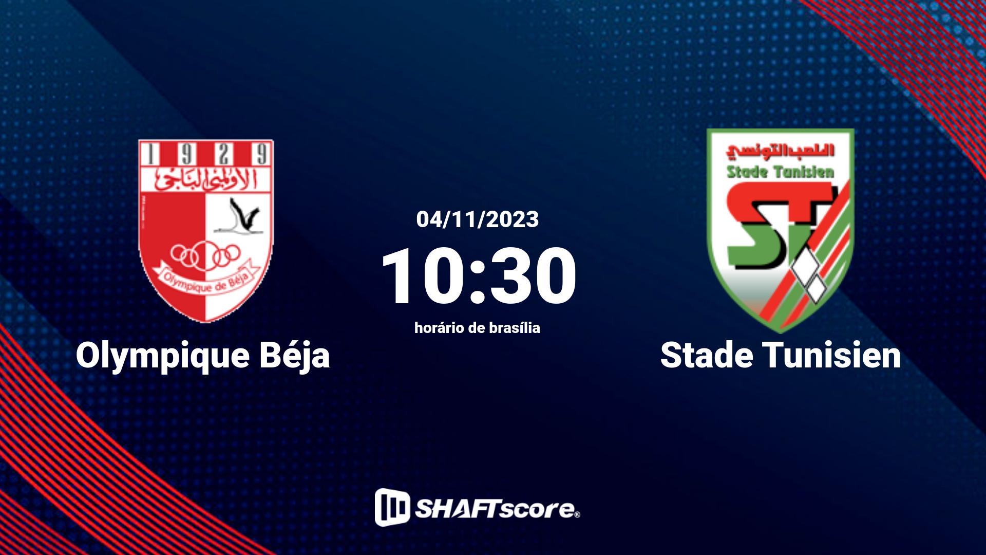 Estatísticas do jogo Olympique Béja vs Stade Tunisien 04.11 10:30