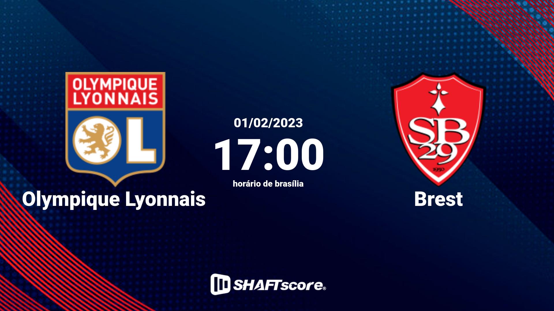 Estatísticas do jogo Olympique Lyonnais vs Brest 01.02 17:00