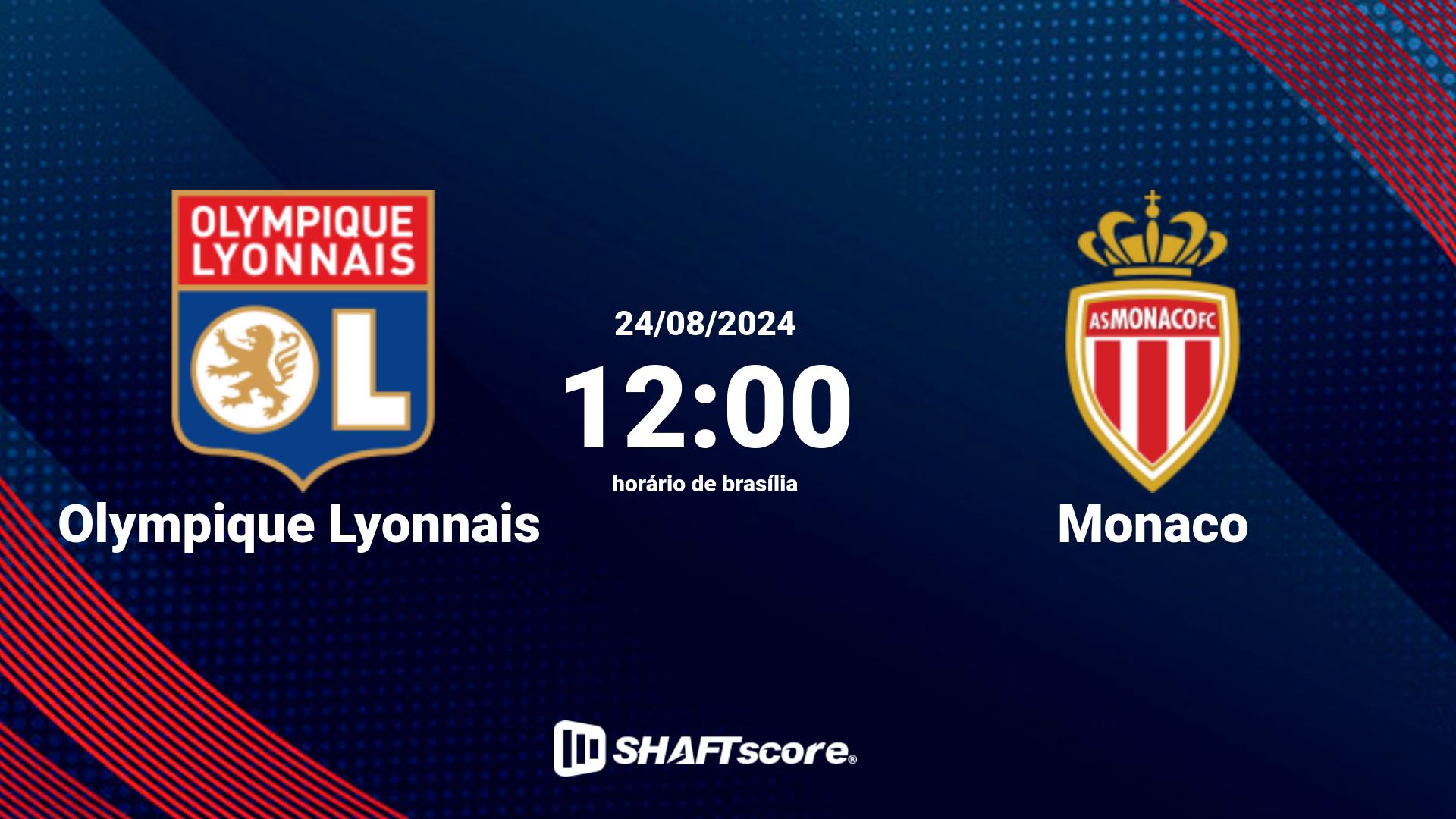 Estatísticas do jogo Olympique Lyonnais vs Monaco 24.08 12:00