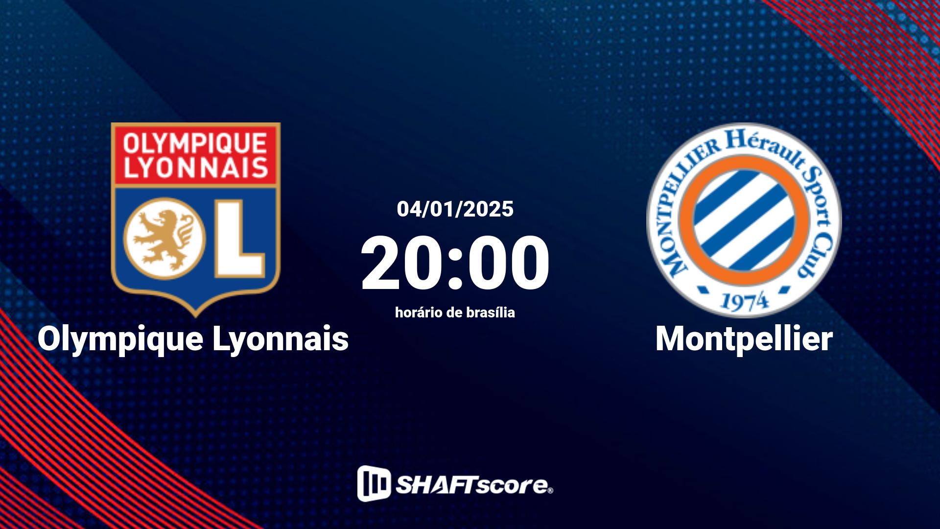 Estatísticas do jogo Olympique Lyonnais vs Montpellier 04.01 20:00