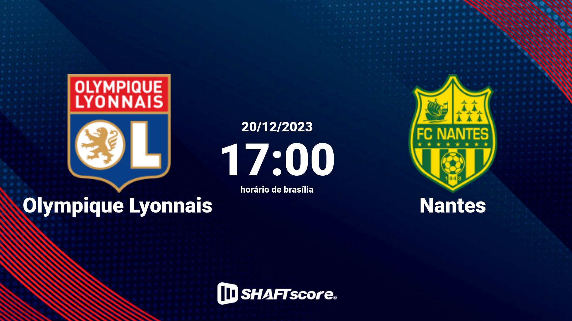 Estatísticas do jogo Olympique Lyonnais vs Nantes 20.12 17:00