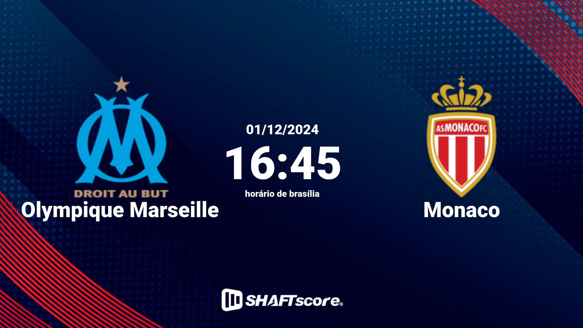 Estatísticas do jogo Olympique Marseille vs Monaco 01.12 16:45