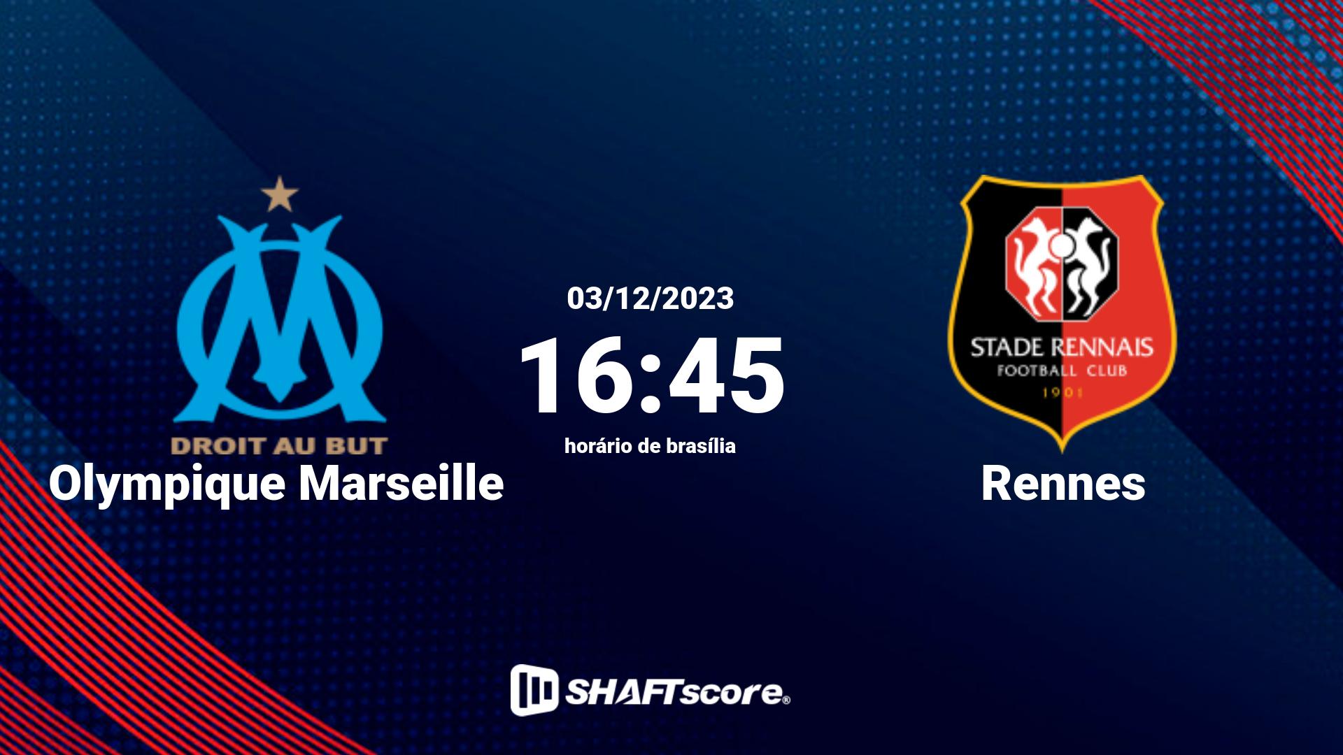 Estatísticas do jogo Olympique Marseille vs Rennes 03.12 16:45