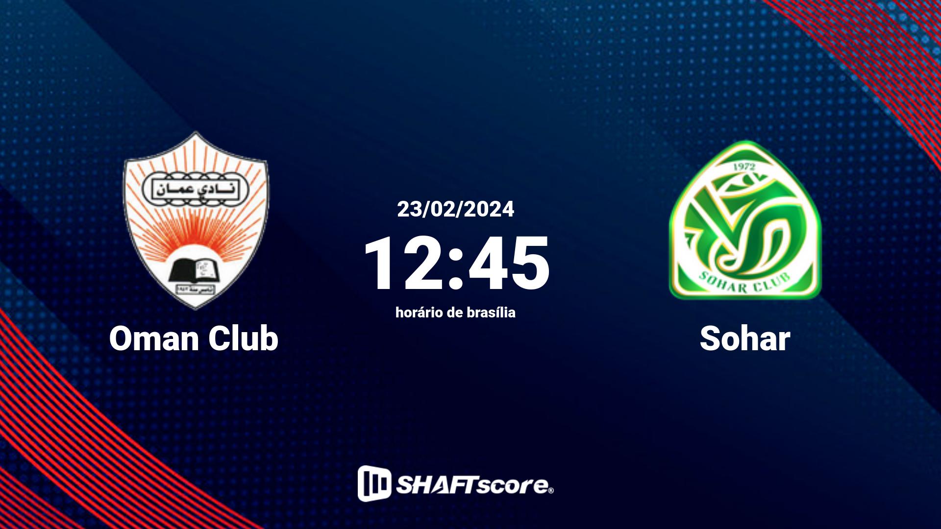 Estatísticas do jogo Oman Club vs Sohar 23.02 12:45