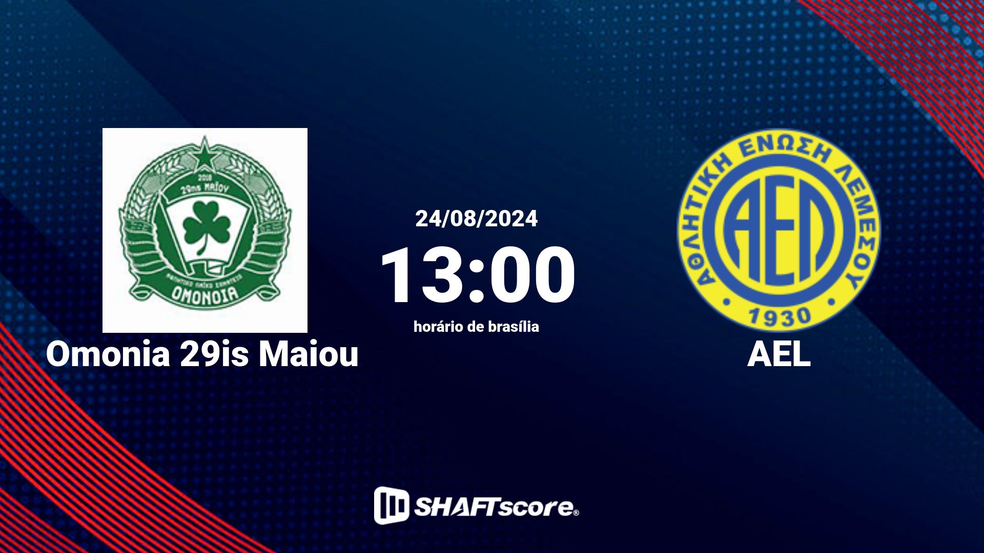 Estatísticas do jogo Omonia 29is Maiou vs AEL 24.08 13:00