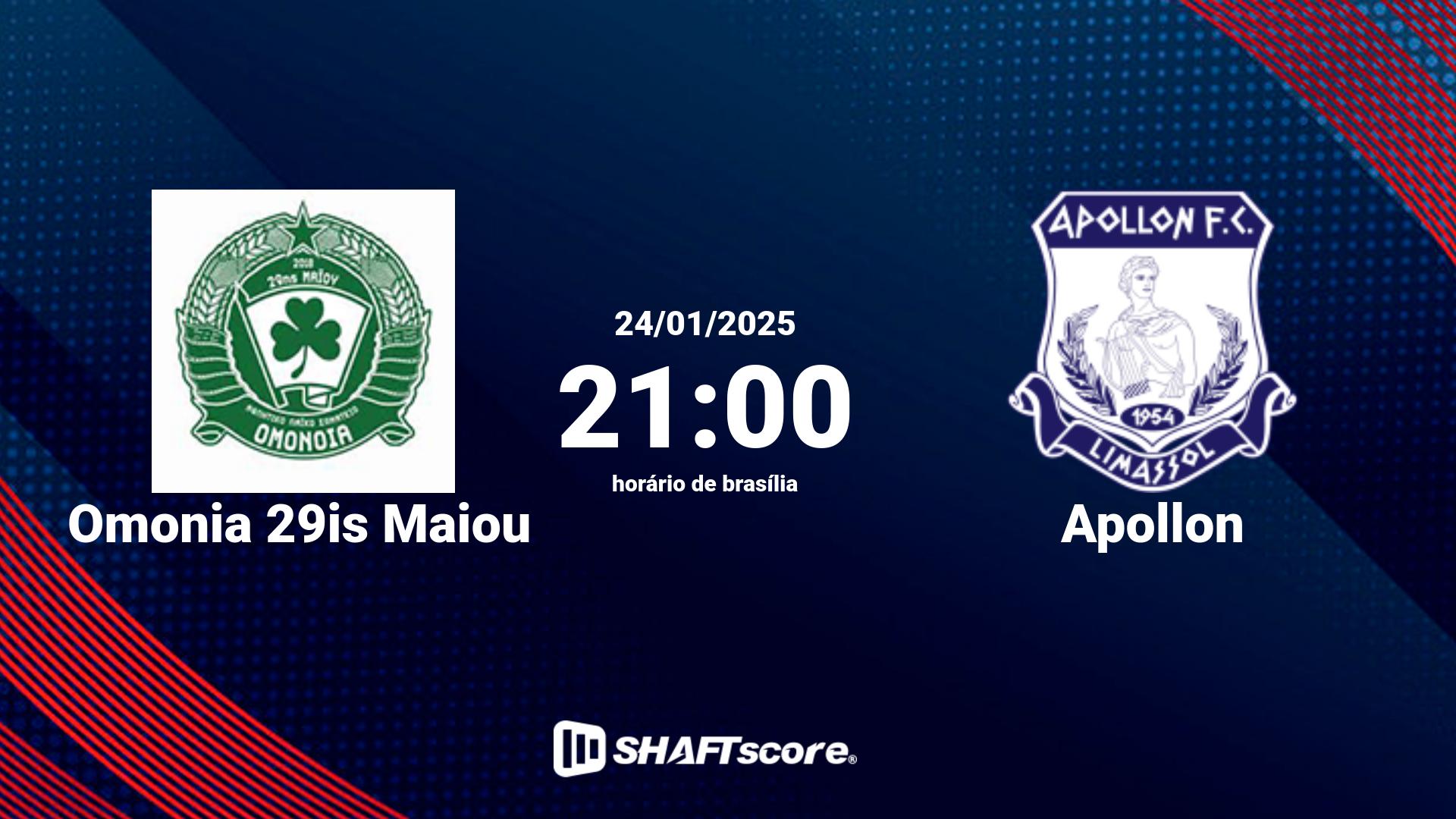 Estatísticas do jogo Omonia 29is Maiou vs Apollon 24.01 21:00