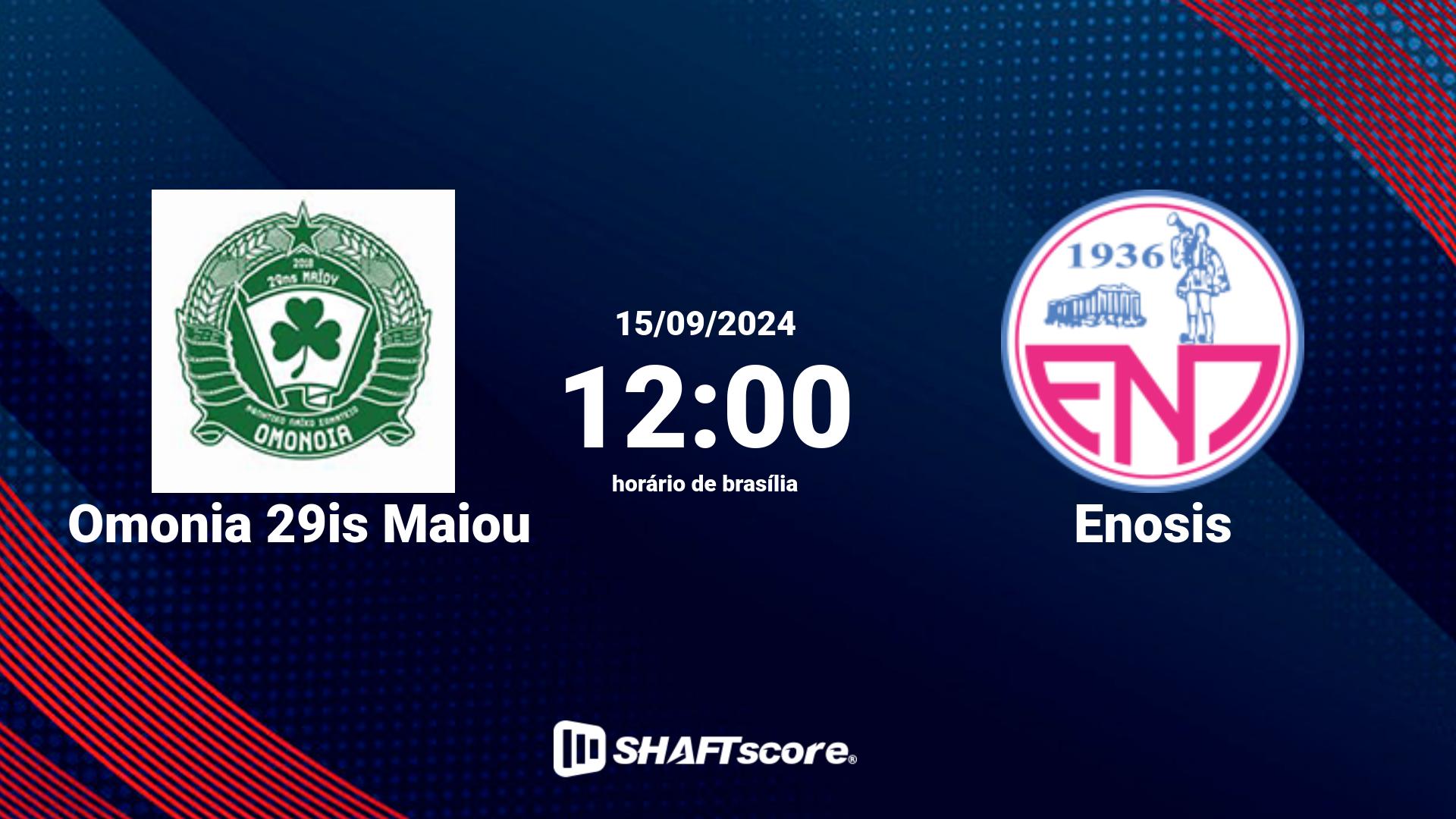 Estatísticas do jogo Omonia 29is Maiou vs Enosis 15.09 12:00