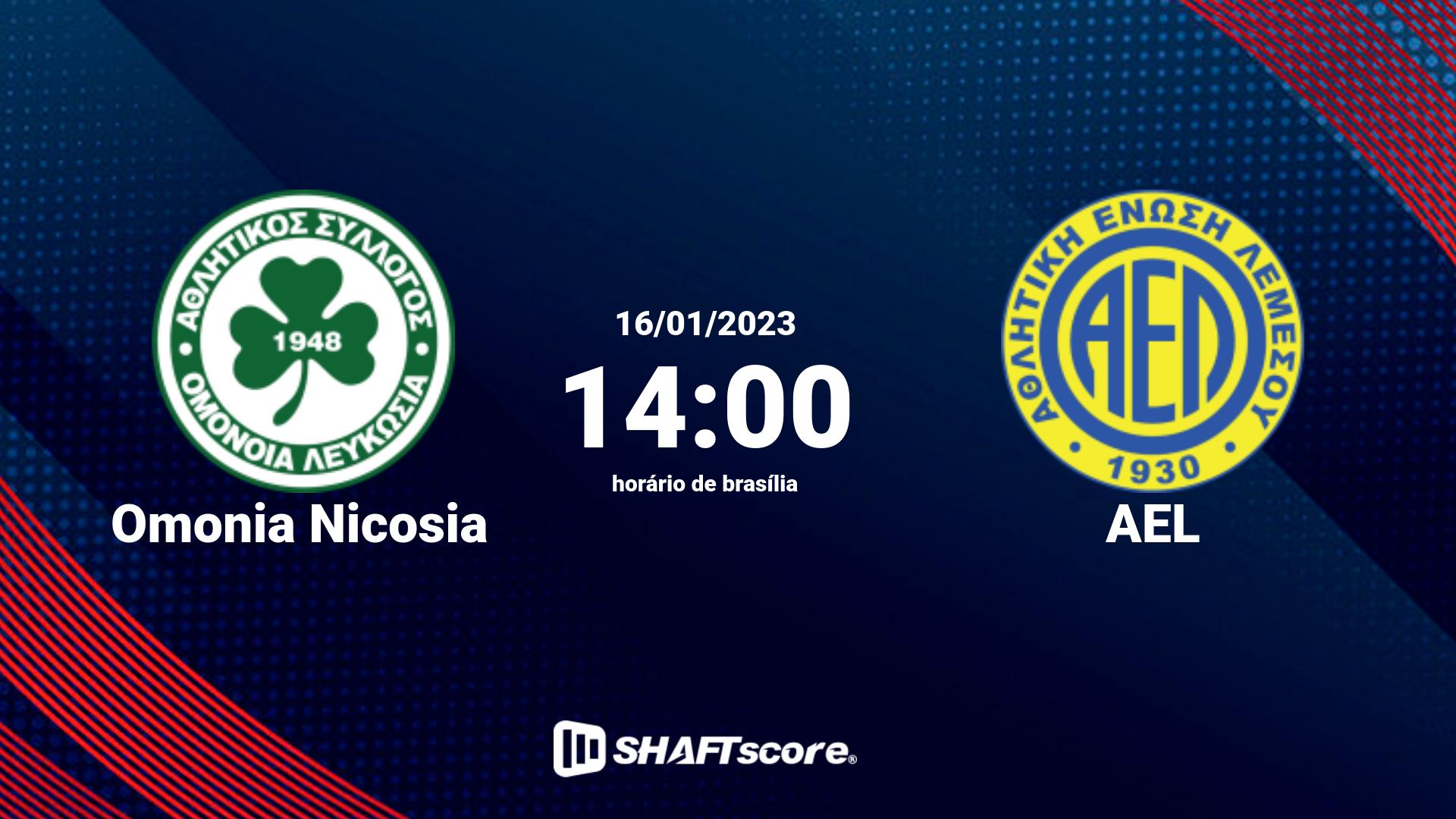 Estatísticas do jogo Omonia Nicosia vs AEL 16.01 14:00