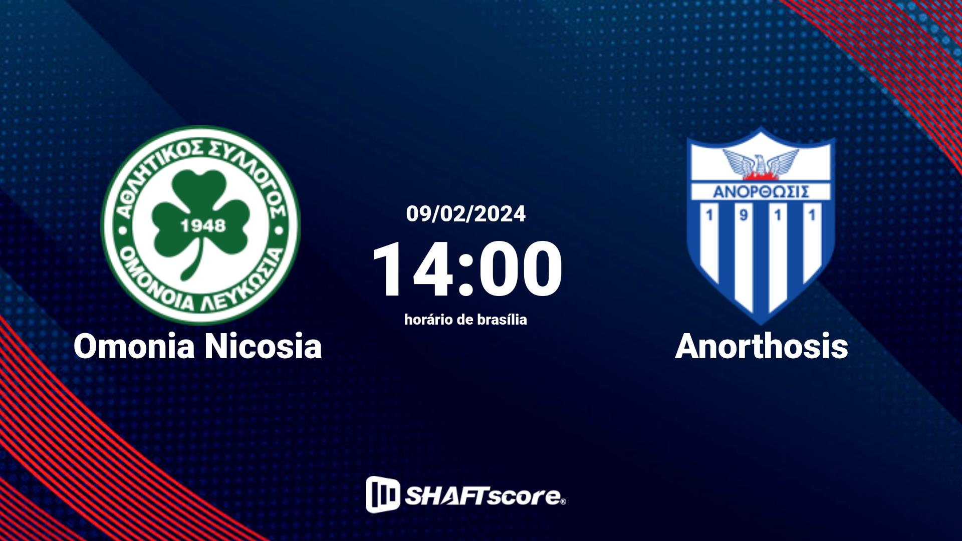 Estatísticas do jogo Omonia Nicosia vs Anorthosis 09.02 14:00