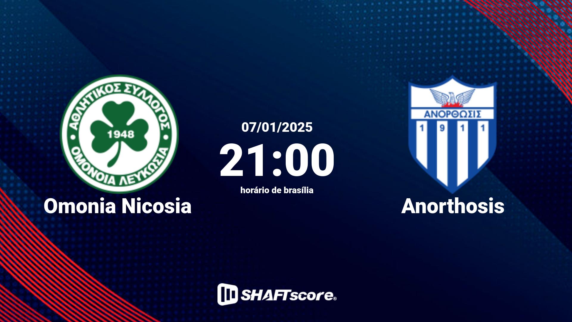 Estatísticas do jogo Omonia Nicosia vs Anorthosis 07.01 21:00