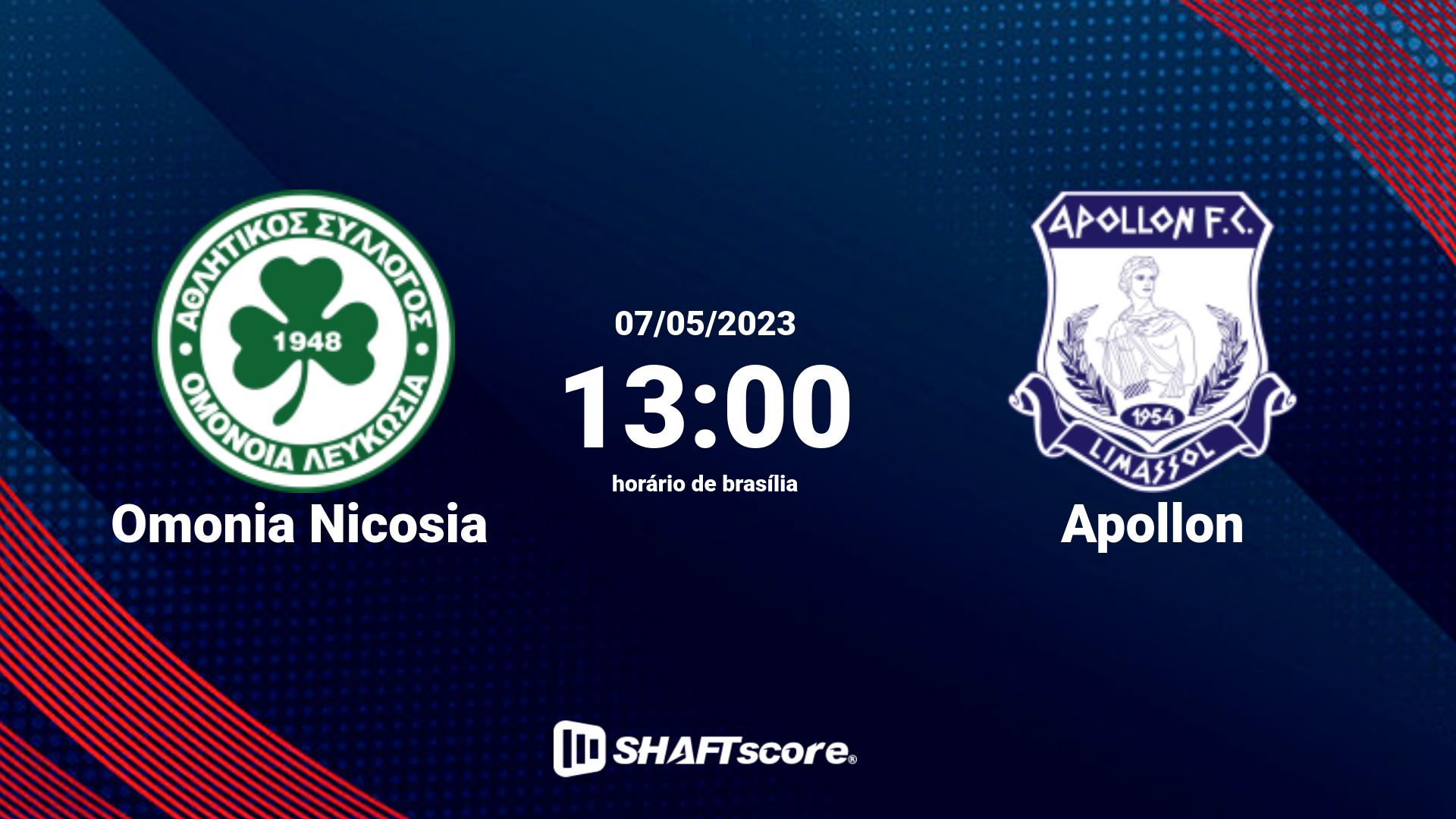 Estatísticas do jogo Omonia Nicosia vs Apollon 07.05 13:00