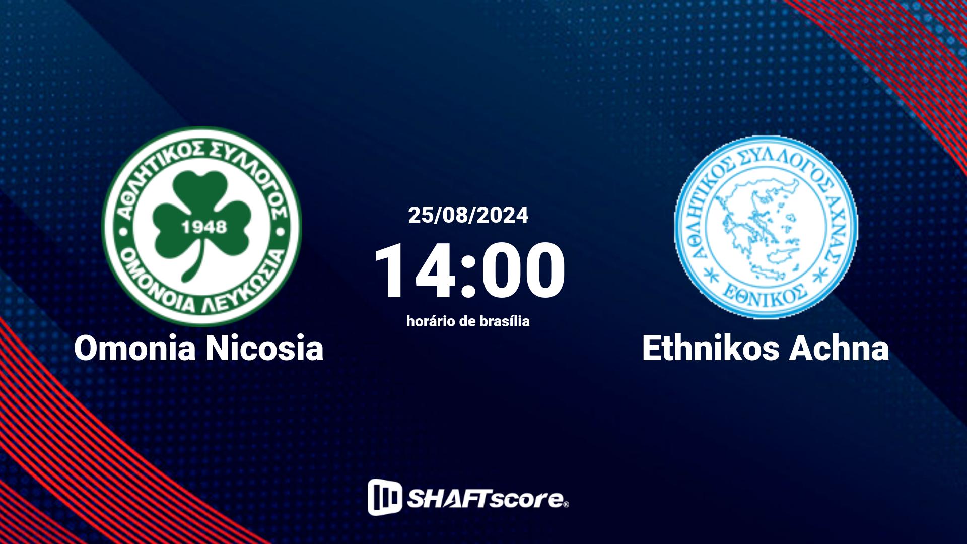 Estatísticas do jogo Omonia Nicosia vs Ethnikos Achna 25.08 14:00