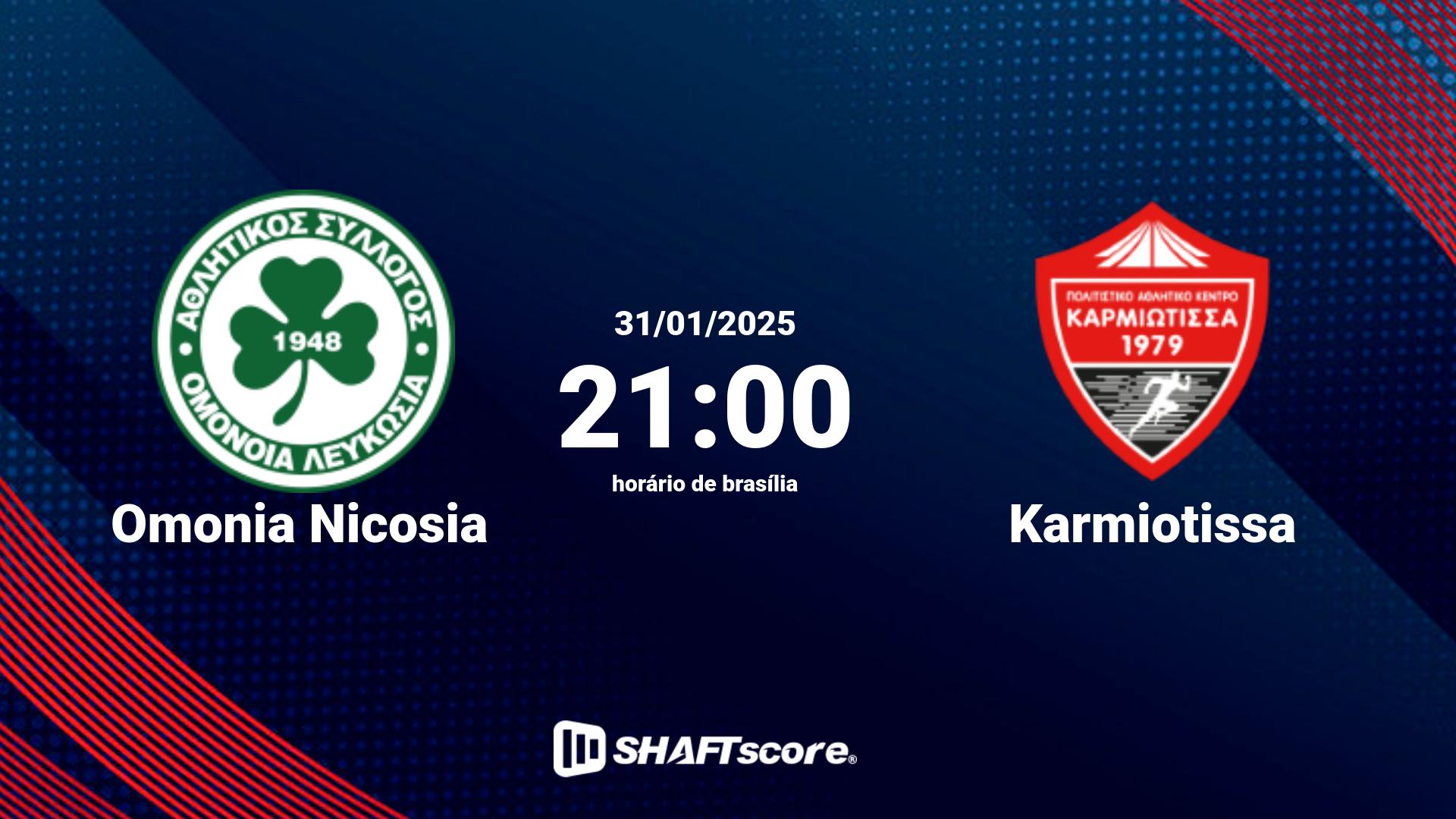 Estatísticas do jogo Omonia Nicosia vs Karmiotissa 31.01 21:00