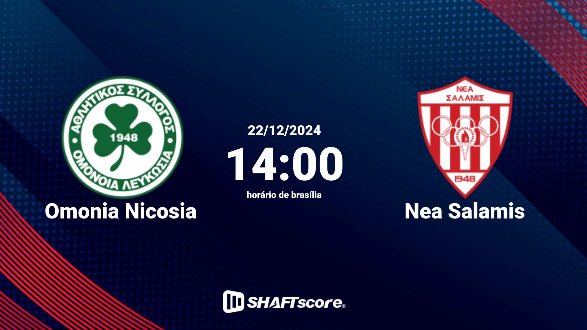 Estatísticas do jogo Omonia Nicosia vs Nea Salamis 22.12 14:00