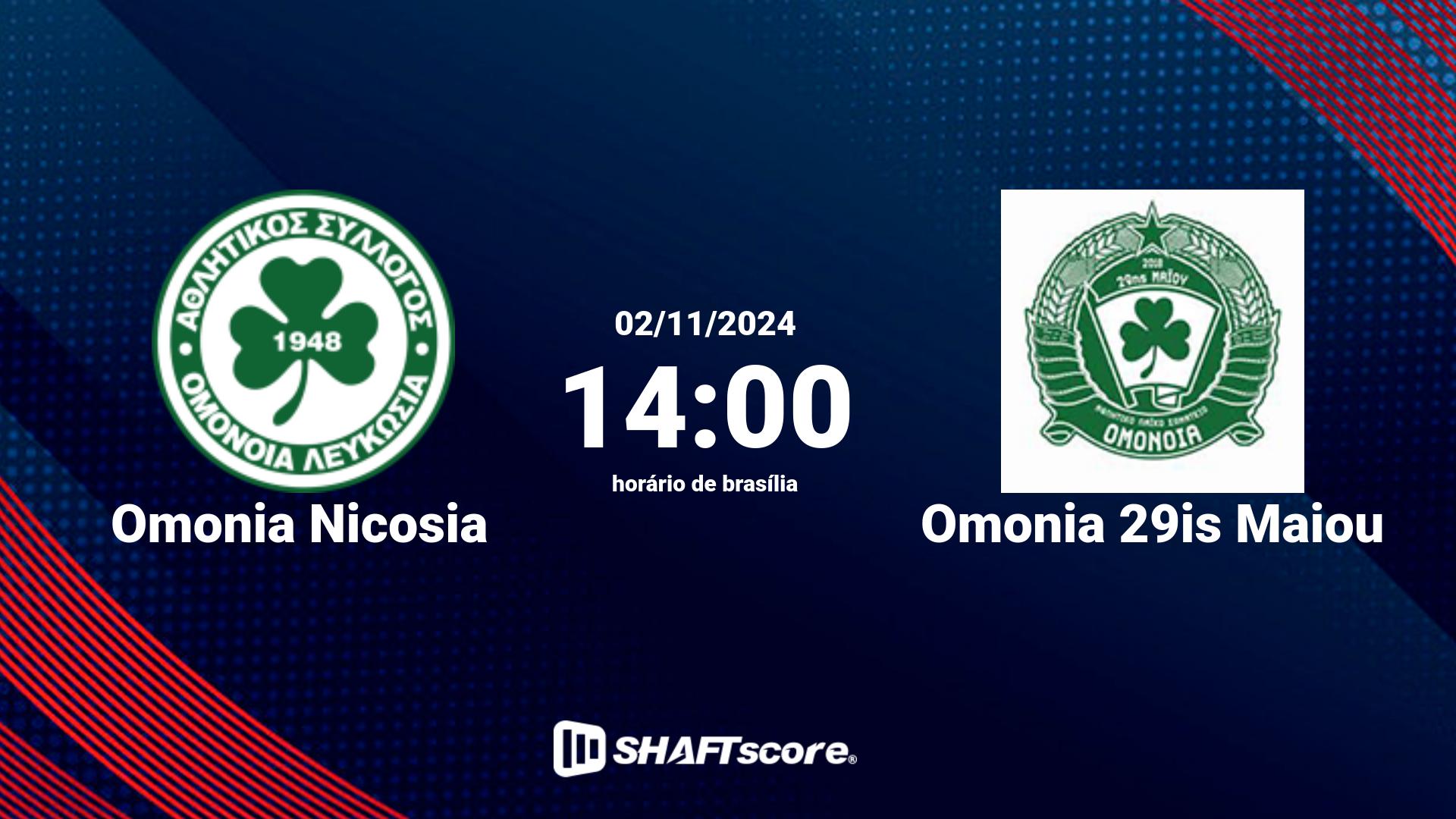 Estatísticas do jogo Omonia Nicosia vs Omonia 29is Maiou 02.11 14:00