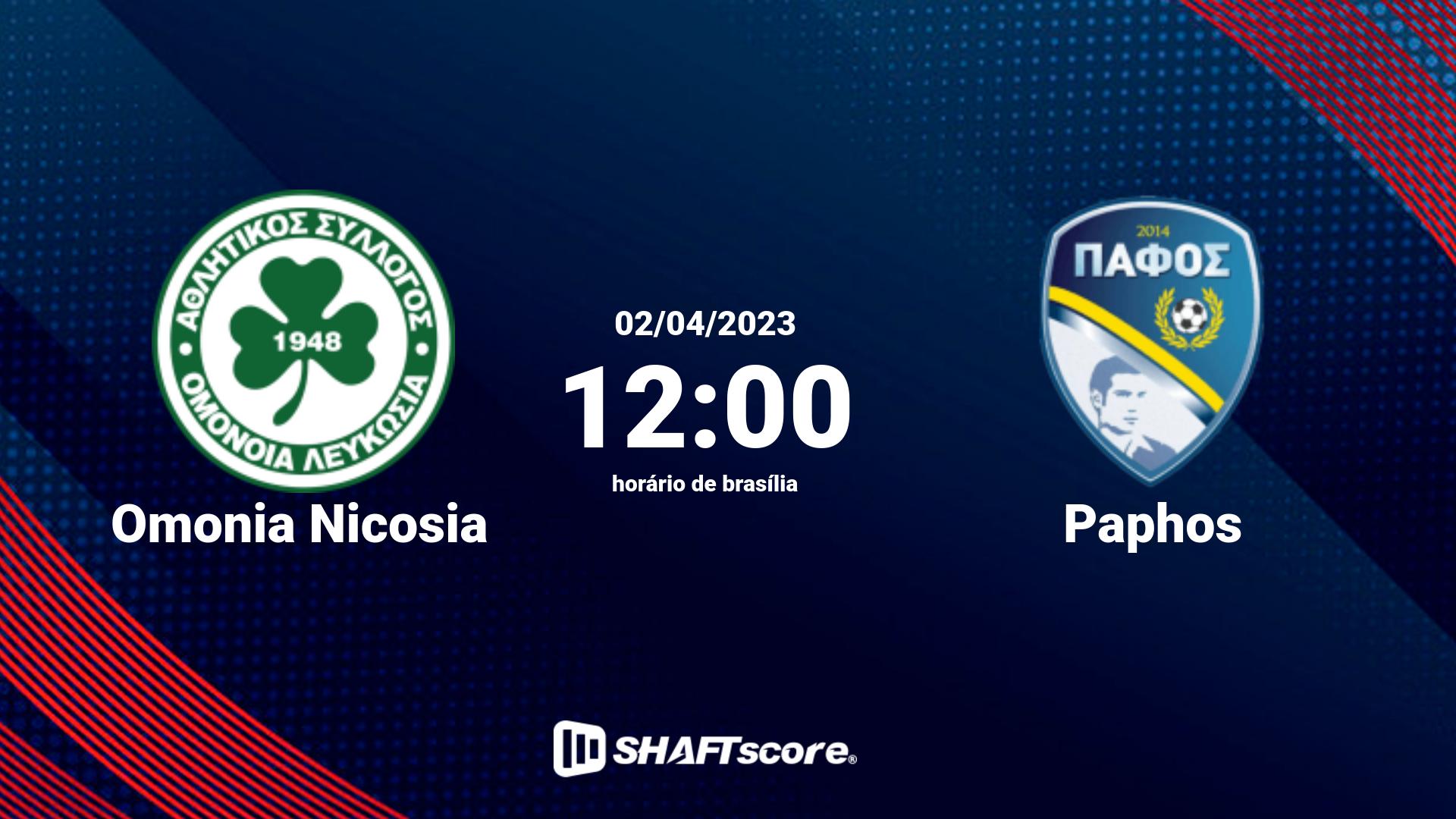 Estatísticas do jogo Omonia Nicosia vs Paphos 02.04 12:00