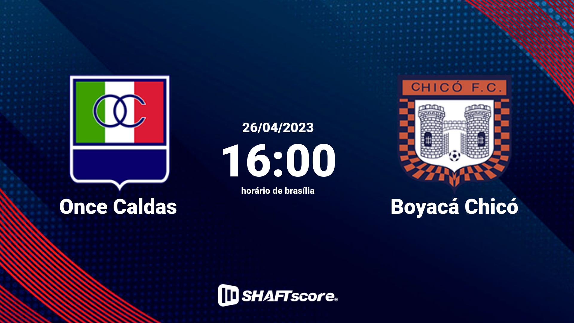 Estatísticas do jogo Once Caldas vs Boyacá Chicó 26.04 16:00