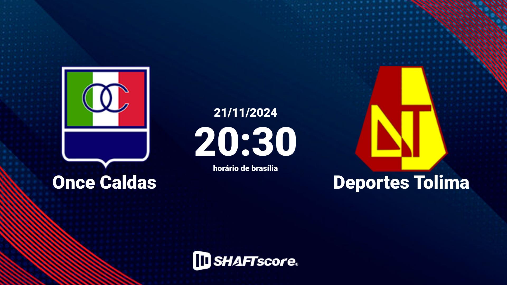 Estatísticas do jogo Once Caldas vs Deportes Tolima 21.11 20:30