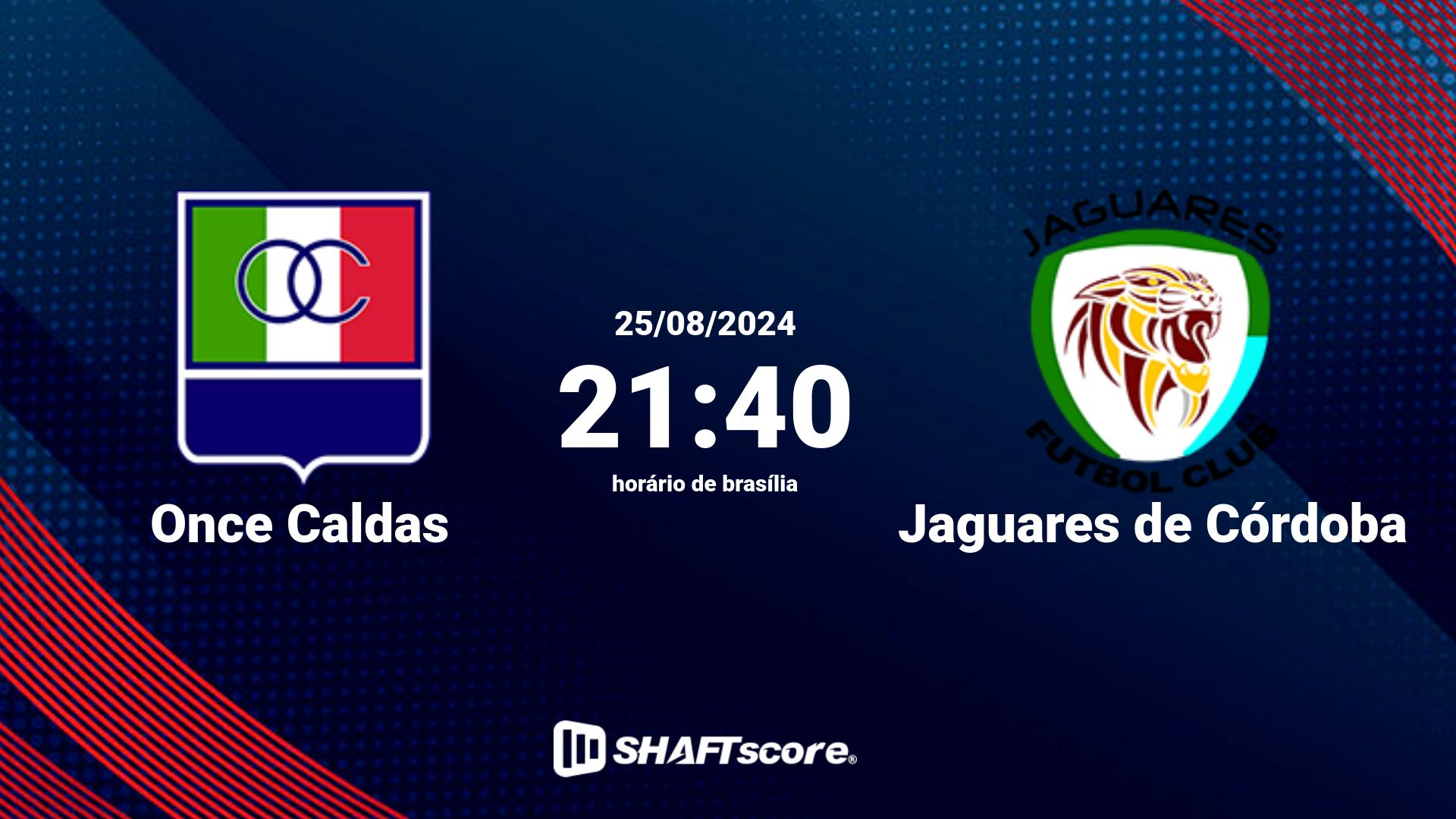 Estatísticas do jogo Once Caldas vs Jaguares de Córdoba 25.08 21:40