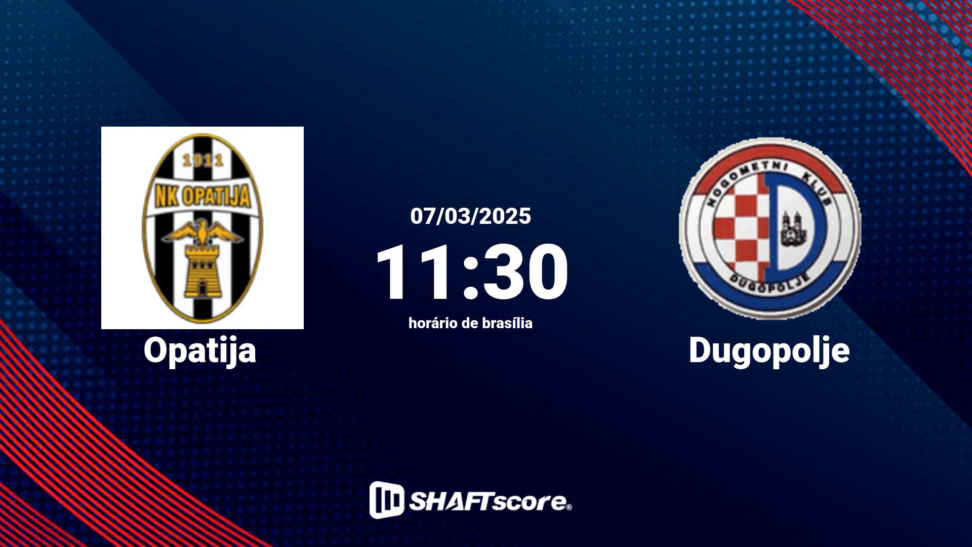 Estatísticas do jogo Opatija vs Dugopolje 07.03 11:30