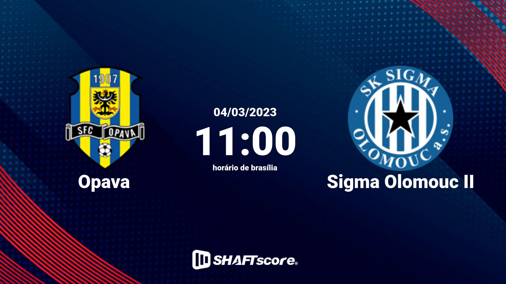 Estatísticas do jogo Opava vs Sigma Olomouc II 04.03 11:00