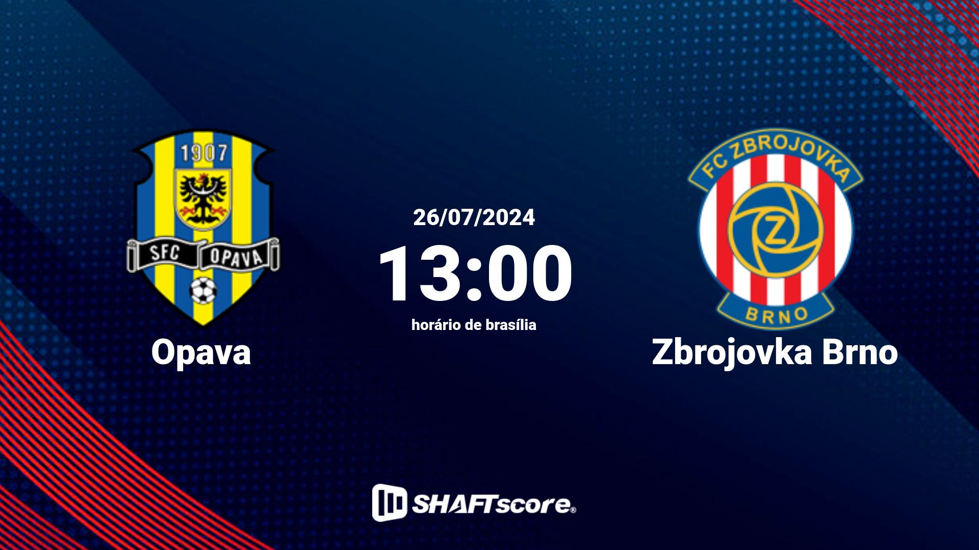 Estatísticas do jogo Opava vs Zbrojovka Brno 26.07 13:00