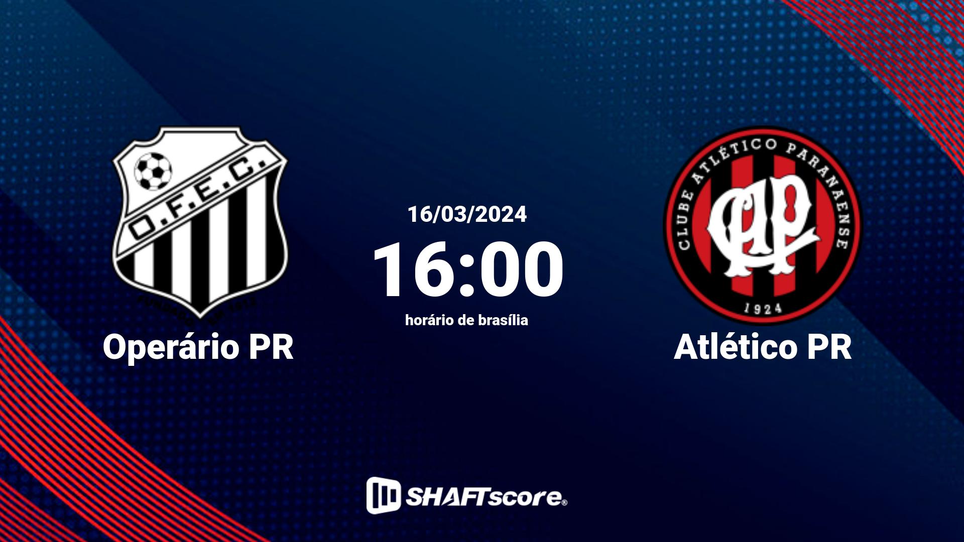 Estatísticas do jogo Operário PR vs Atlético PR 16.03 16:00