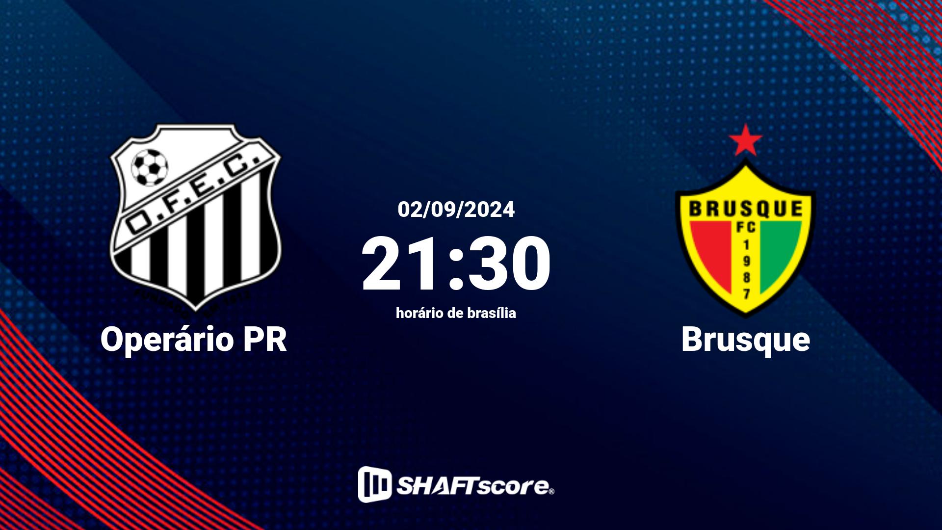 Estatísticas do jogo Operário PR vs Brusque 02.09 21:30