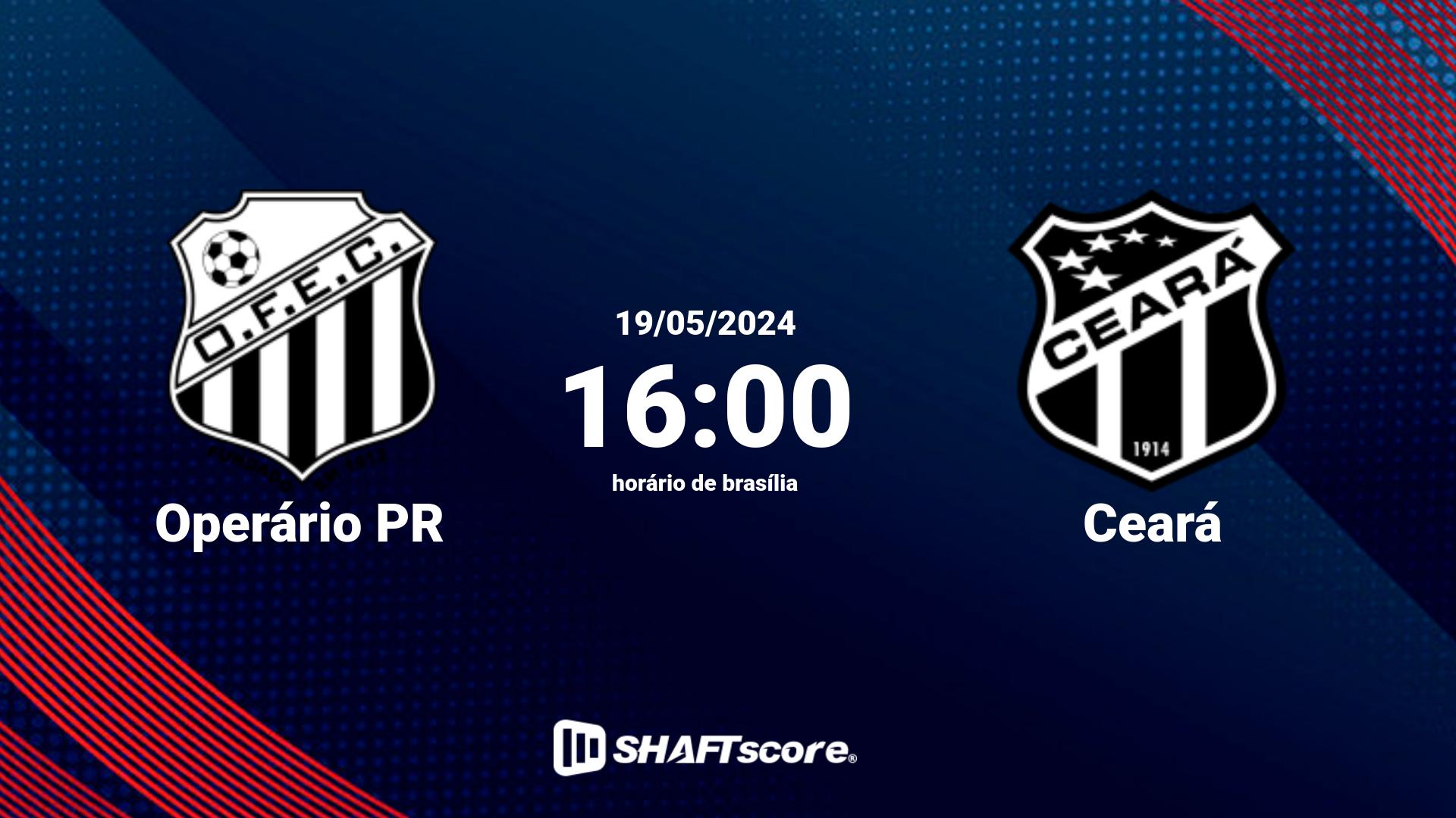 Estatísticas do jogo Operário PR vs Ceará 19.05 16:00