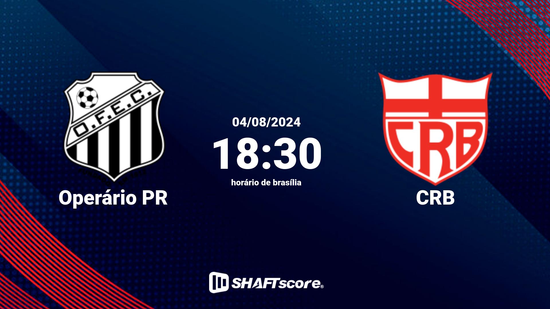 Estatísticas do jogo Operário PR vs CRB 04.08 18:30