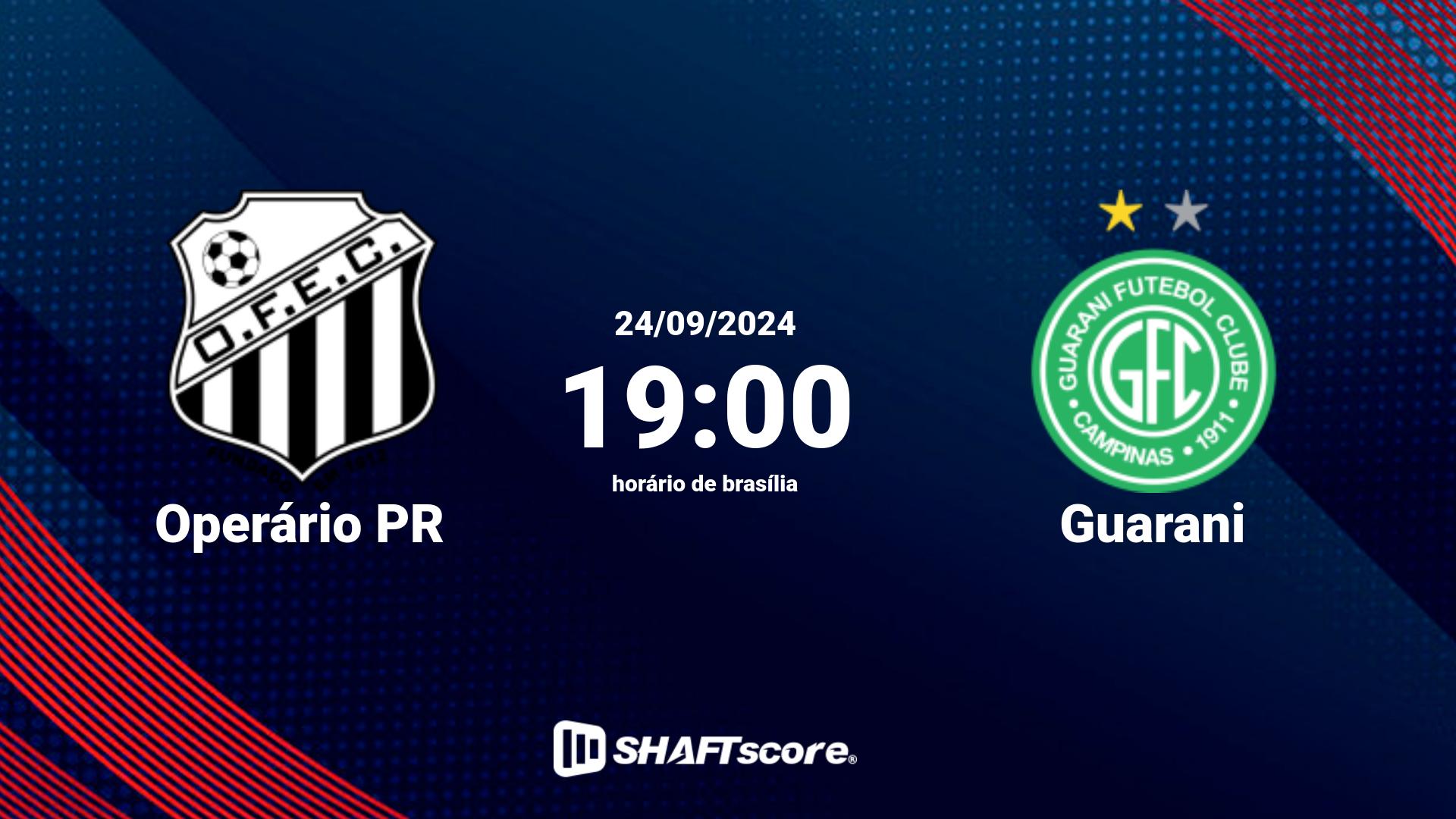 Estatísticas do jogo Operário PR vs Guarani 24.09 19:00