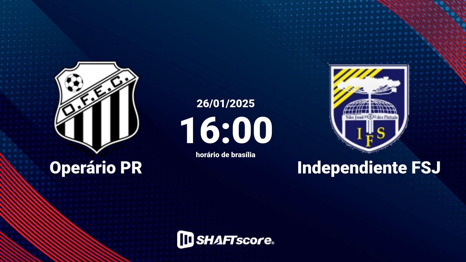 Estatísticas do jogo Operário PR vs Independiente FSJ 26.01 16:00