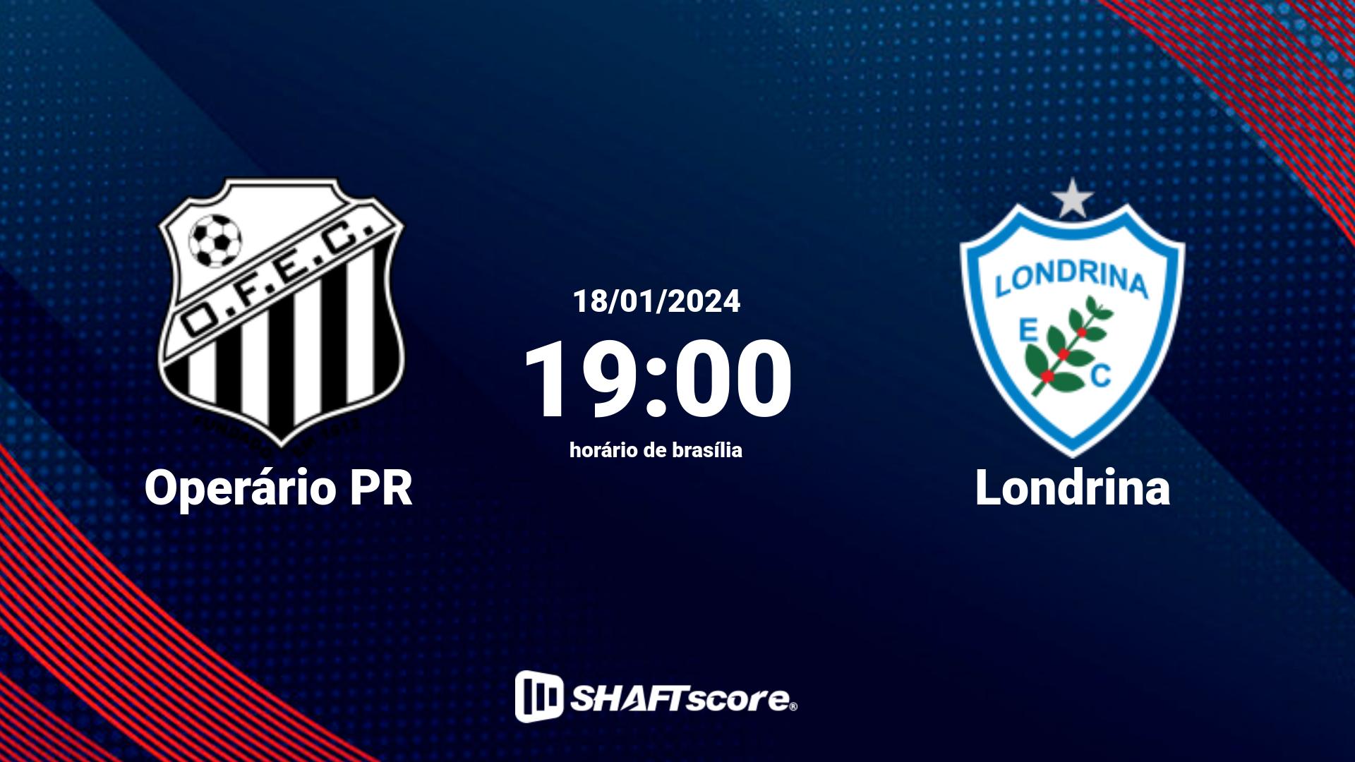 Estatísticas do jogo Operário PR vs Londrina 18.01 19:00