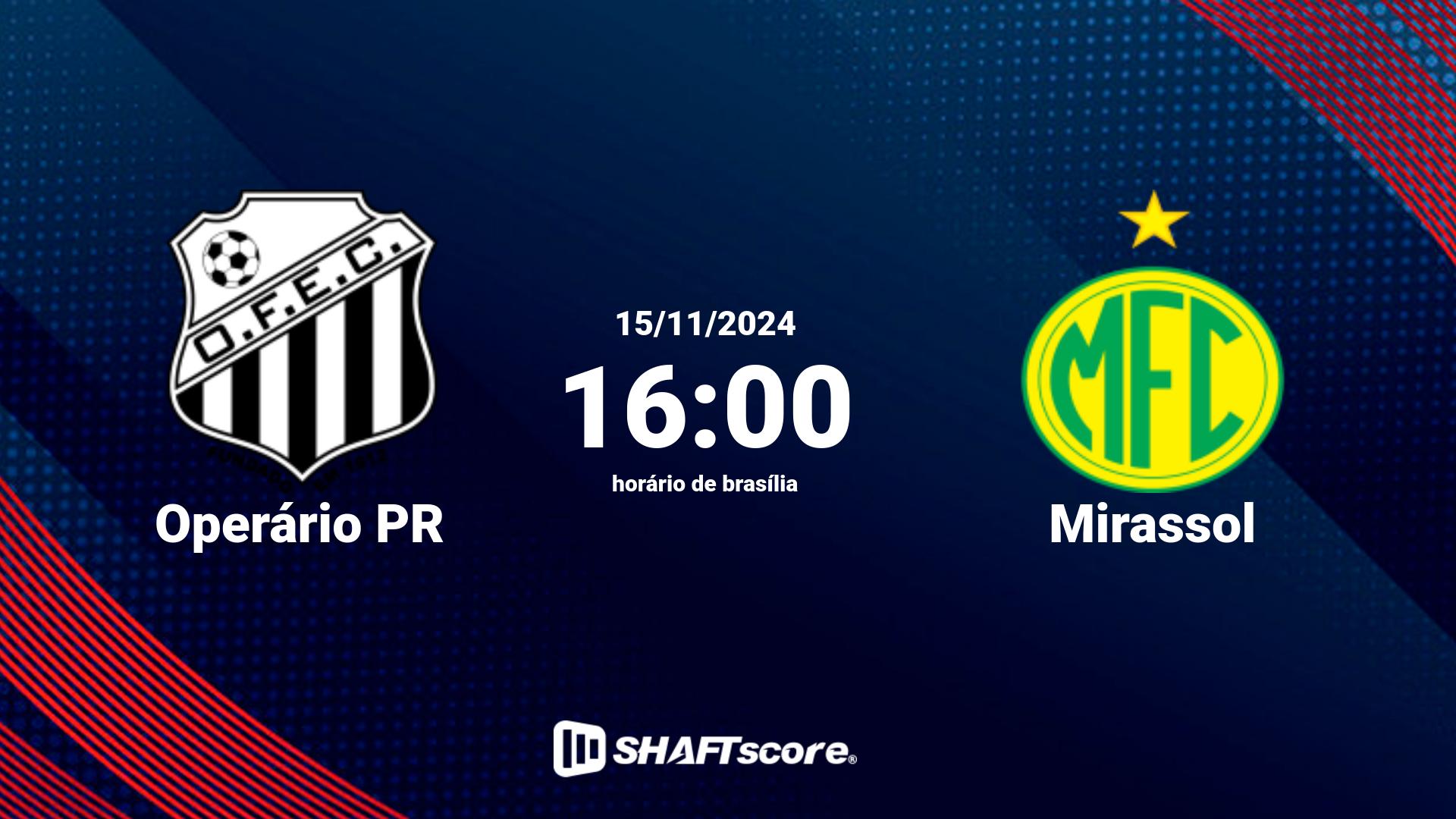 Estatísticas do jogo Operário PR vs Mirassol 15.11 16:00