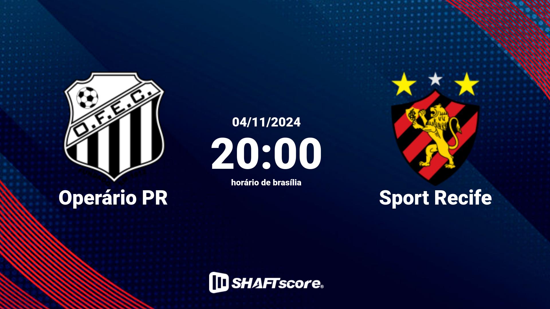 Estatísticas do jogo Operário PR vs Sport Recife 04.11 20:00