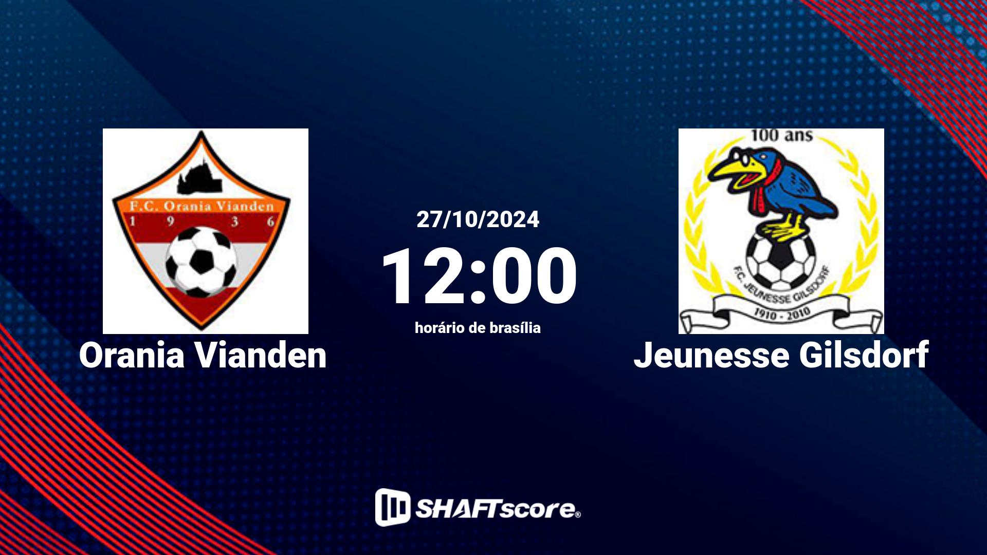 Estatísticas do jogo Orania Vianden vs Jeunesse Gilsdorf 27.10 12:00