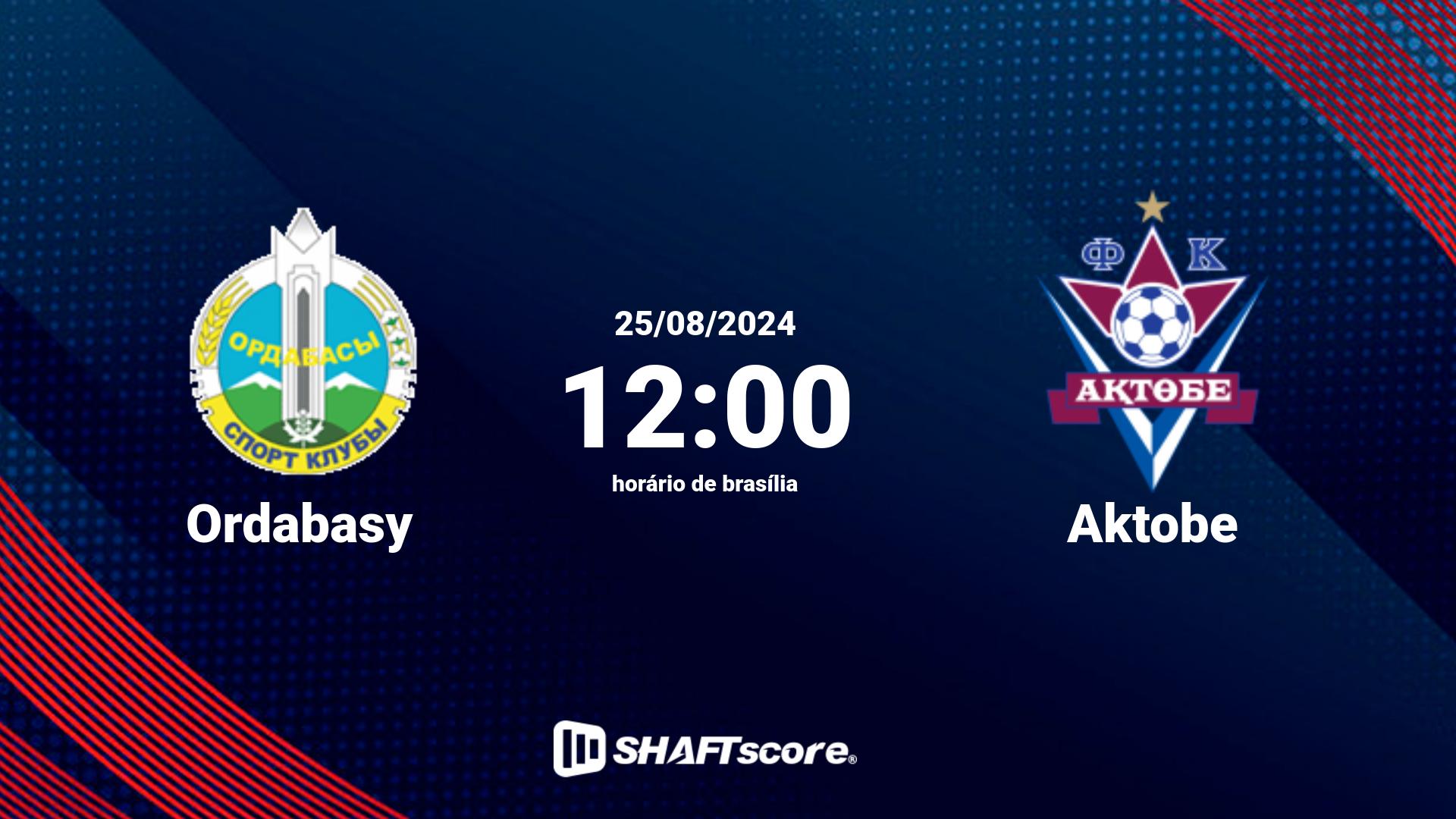 Estatísticas do jogo Ordabasy vs Aktobe 25.08 12:00