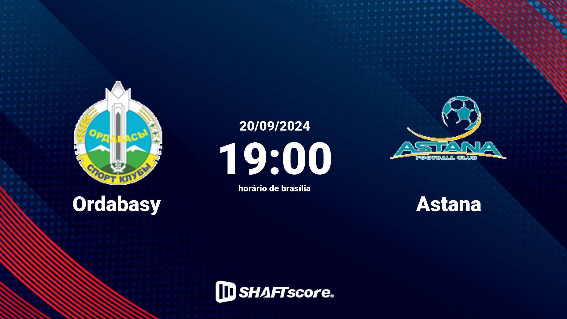 Estatísticas do jogo Ordabasy vs Astana 20.09 19:00