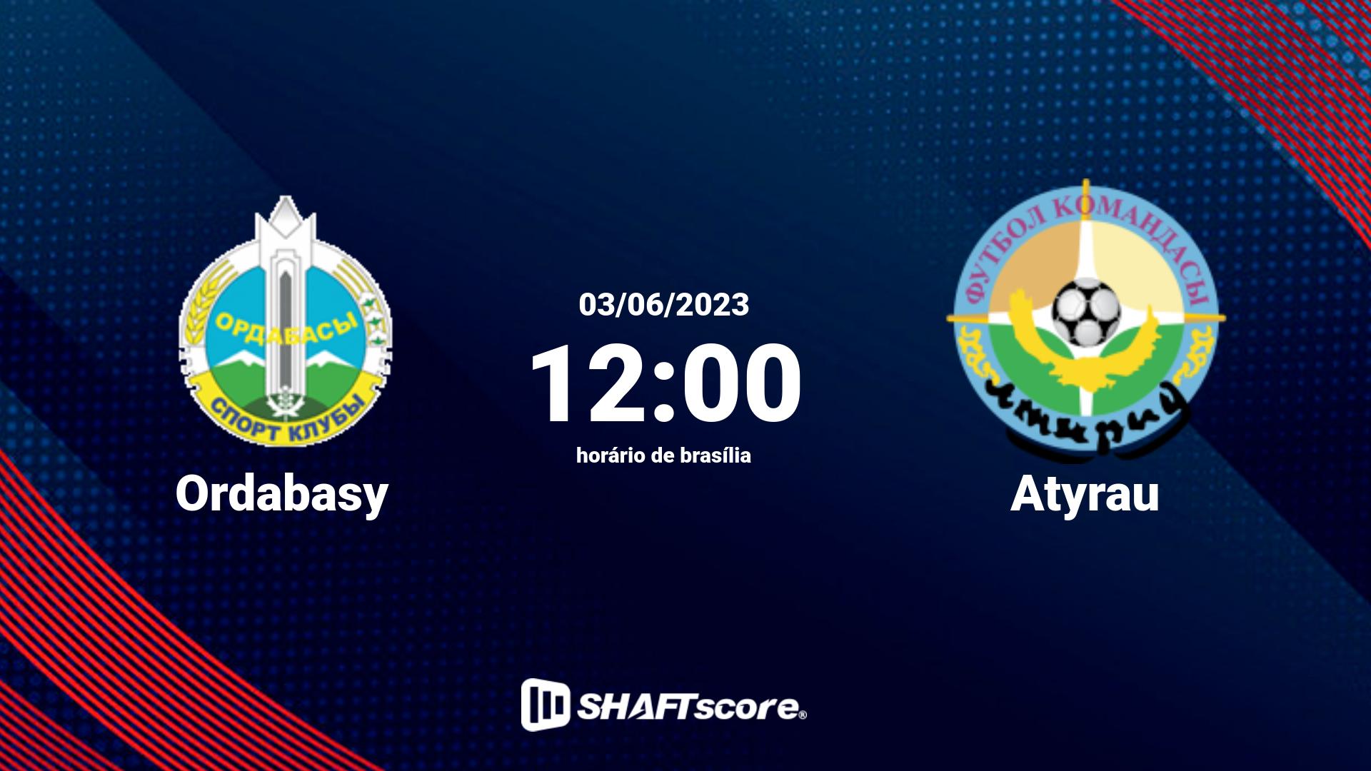 Estatísticas do jogo Ordabasy vs Atyrau 03.06 12:00