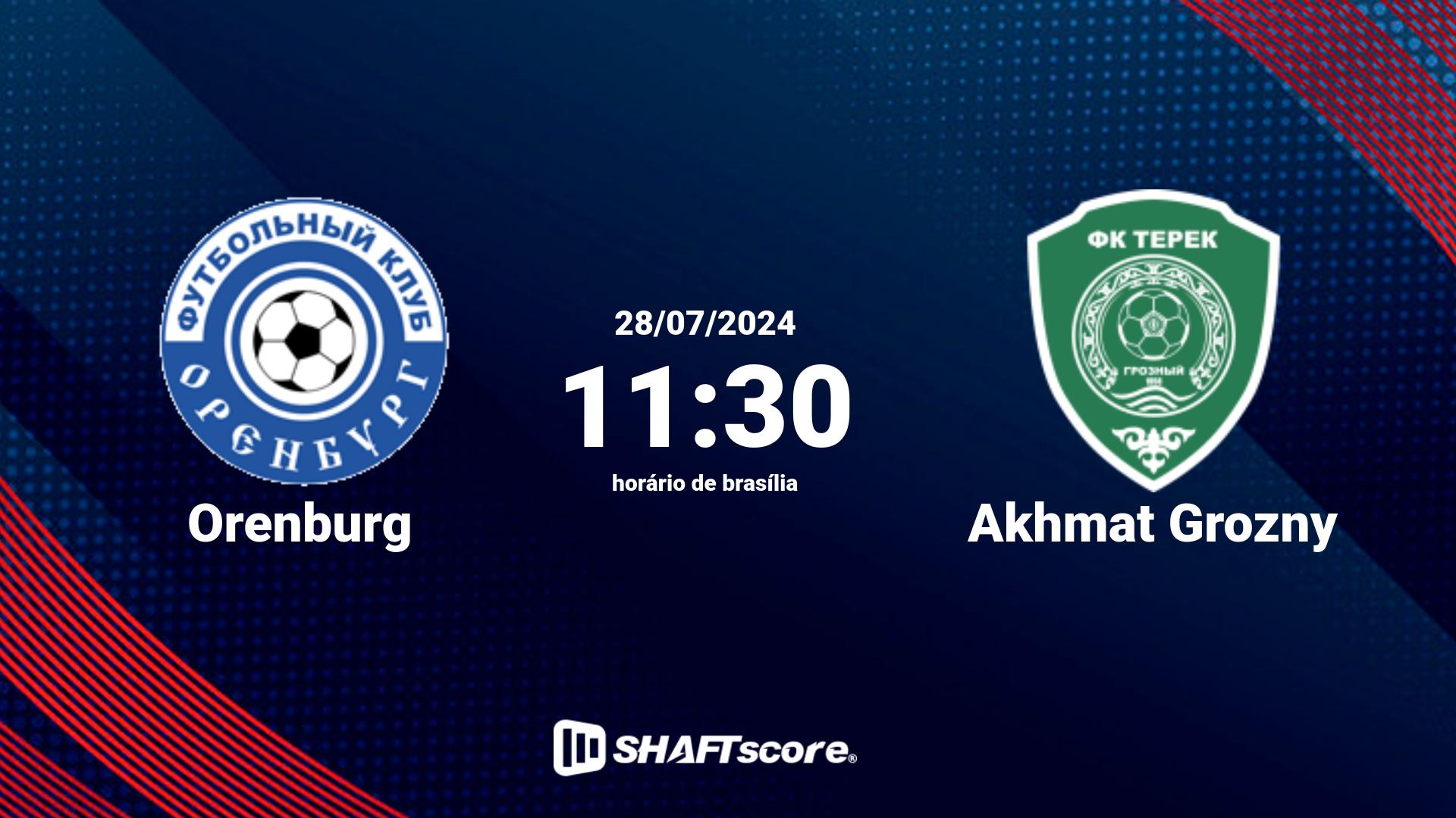 Estatísticas do jogo Orenburg vs Akhmat Grozny 28.07 11:30